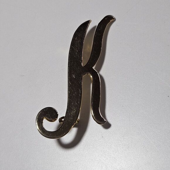 Unbranded Jewelry - *Sale* Monogram Letter Initial K Brooch Pin Smooth Gold Tone Metal